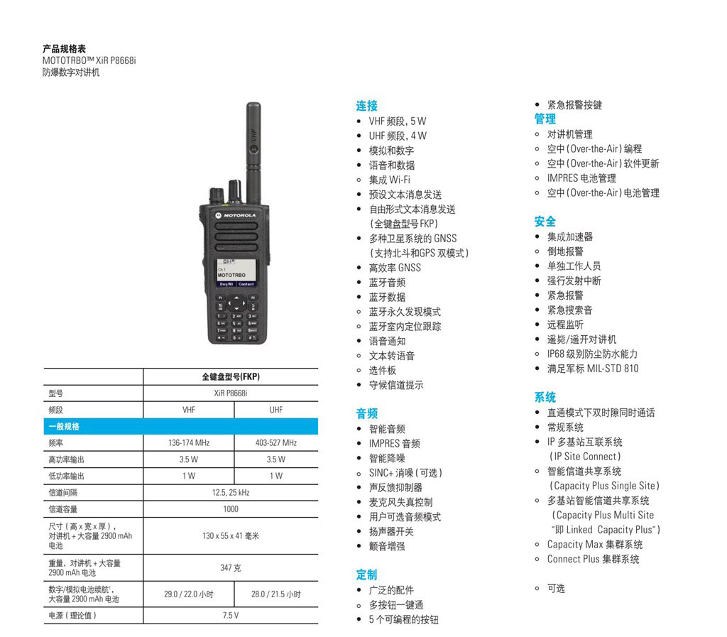 XiR P8668i 防爆数字对讲机(图2)